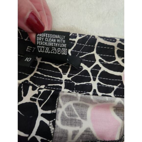 Etcetera pencil skirt black/white/pink floral print button detail sz 10 career - Picture 6 of 10
